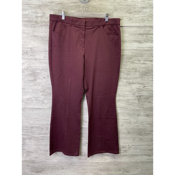 Isaac Mizrahi Live Pants 16P Petite Womens Burgundy Red Bootcut Stretch - Picture 1 of 11